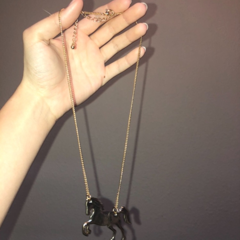 Gold horse necklace